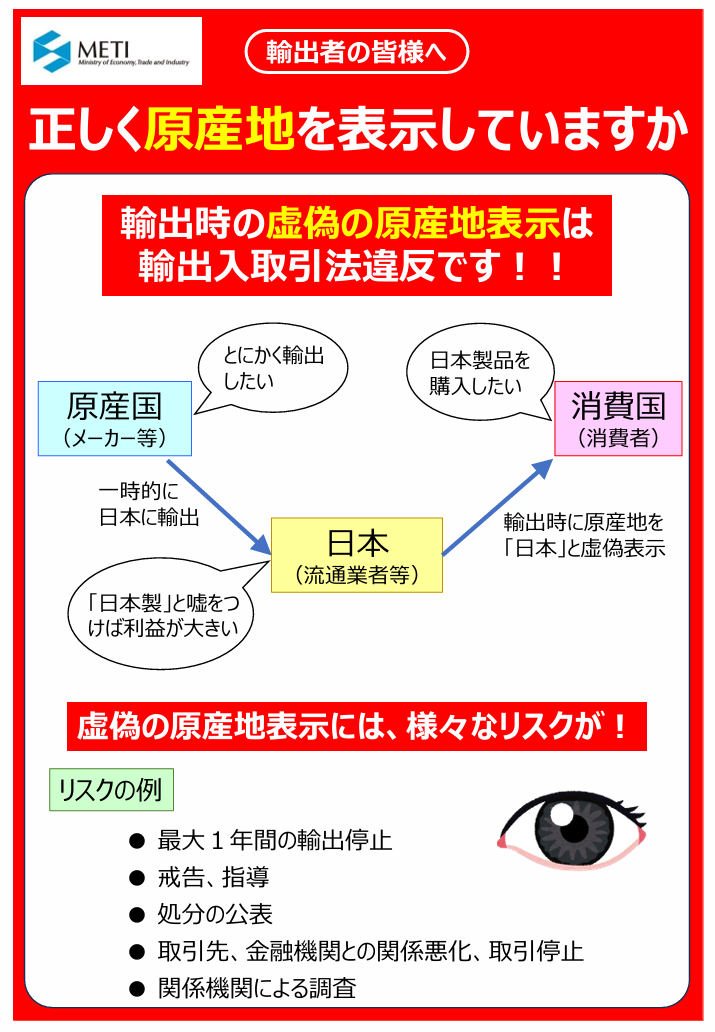 輸出者向けチラシ(経済産業省貿易管理課作成)